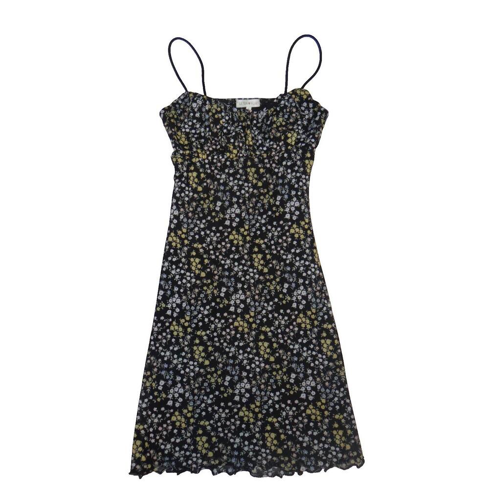 Y2K Ultra Flirt Women's Black Floral Midi Dress Size Small